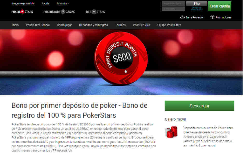 ¿Cuál es el bono de registro de Pokerstars?