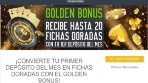 Golden Bonus de 20 fichas doradas de Codere.es