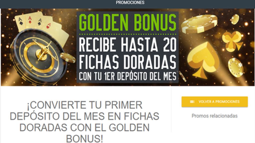 Golden Bonus de 20 fichas doradas de Codere.es