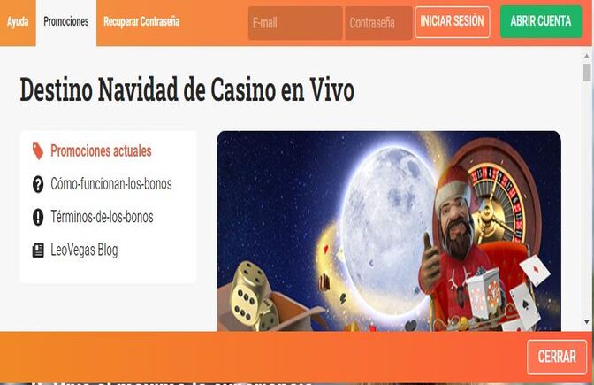 Promoción destino navidad de casino de LeoVegas.es