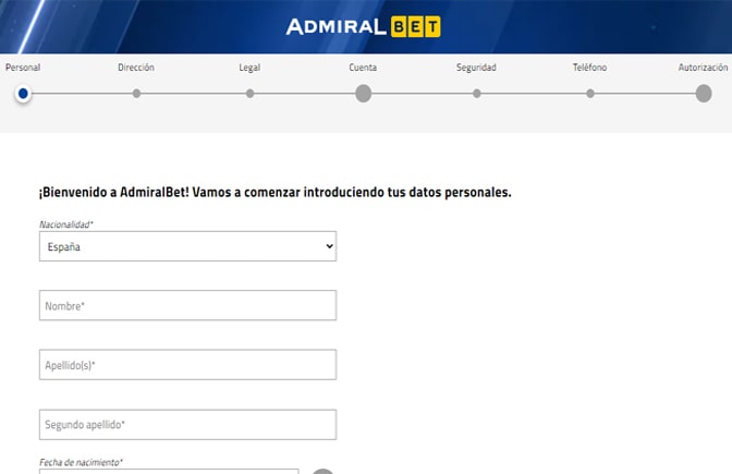 ¿Cómo registrarse en AdmiralBet?